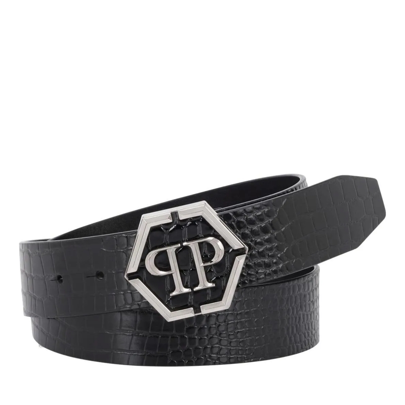 Philipp Plein Ledergürtel Leather Belt Cocco schwarz