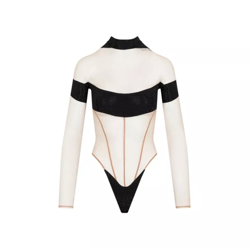 Mugler Long Sleeves Illusion Bodysuit White 