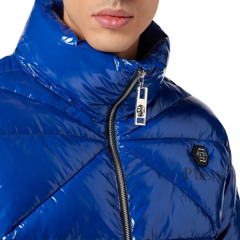 Philipp Plein Lederjacke Jacke Hexagon dunkel-blau(Image 4)