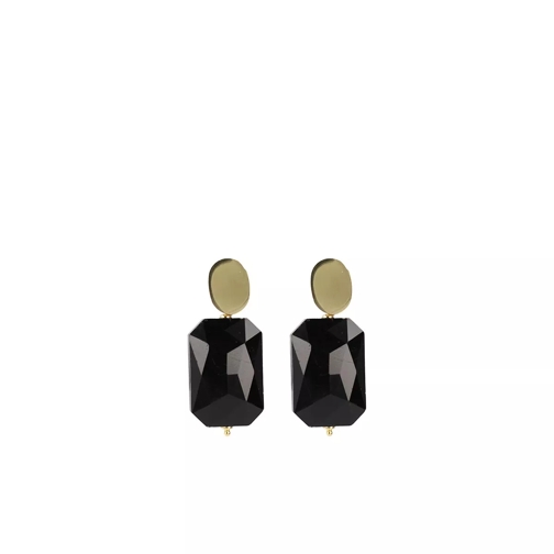 LOTT.gioielli Quartz rectangle M black Gold Drop Earring