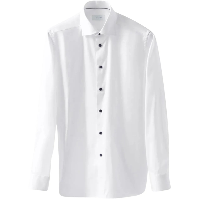 Eton  Eton Navy Details Signature Twill Shirt  Wit 10001 weiß
