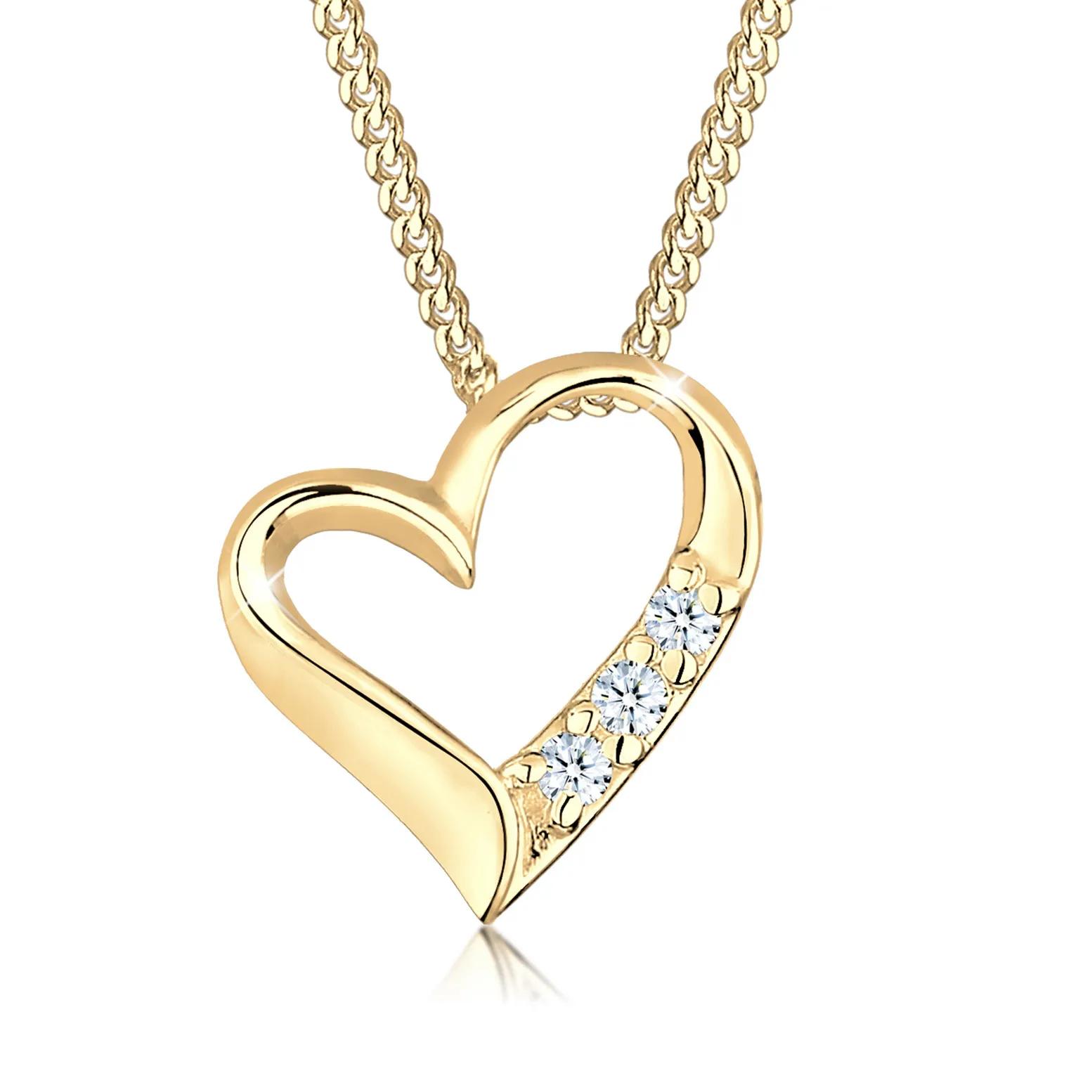 Elli Halsketten - Halskette Herz Ewigkeit Diamant (0.045 ct.) 925 Si - Gr. unisize - in Gold - für Damen