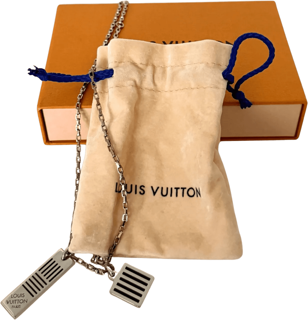 Thumbnail - Louis Vuitton Halskette - Louis Vuitton Damier Necklace M62490 Silver / very - Gr. unisize - in Silber - für Damen