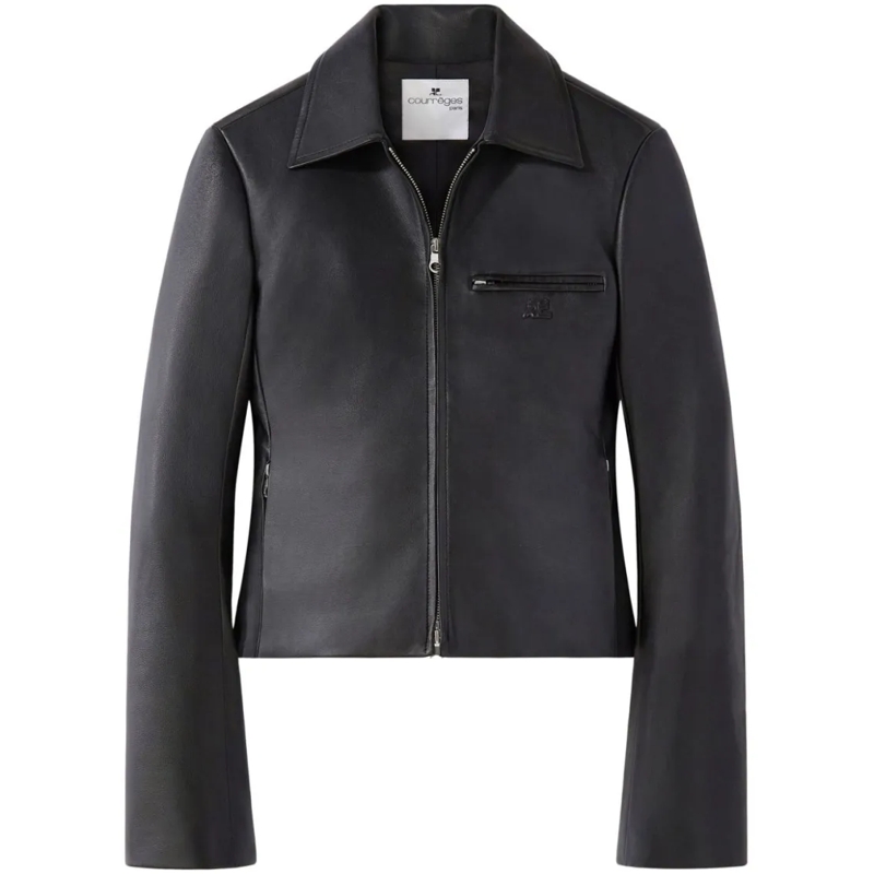 Courrèges Leren jas Black Lambskin Jacket Black