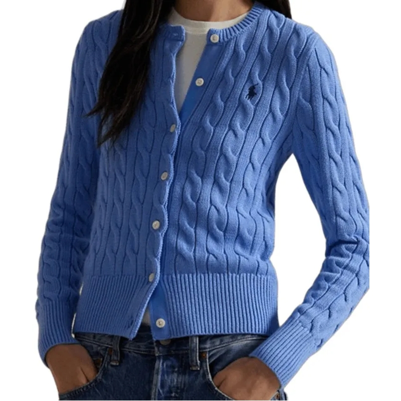 Polo Ralph Lauren Strickjacke New Litchfield Blue Cable Knit Cardigan Blue(Image 4)