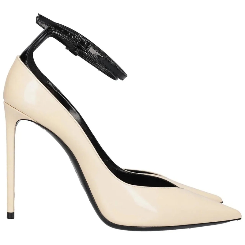 Saint Laurent T-Shirt Saint Laurent Zoe Leather Pumps weiß