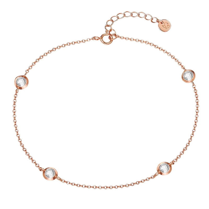 Glanzstücke München Fußkettchen Sterling Silber Fußkette Zirkonia rosegold