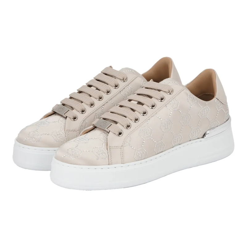 Philipp Plein Low-Top-Sneaker Entdecken Sie die Einzigartigkeit dieser funkelnde beige