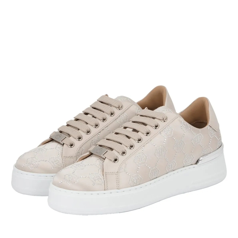 Philipp Plein Low-Top-Sneaker Entdecken Sie die Einzigartigkeit dieser funkelnde beige