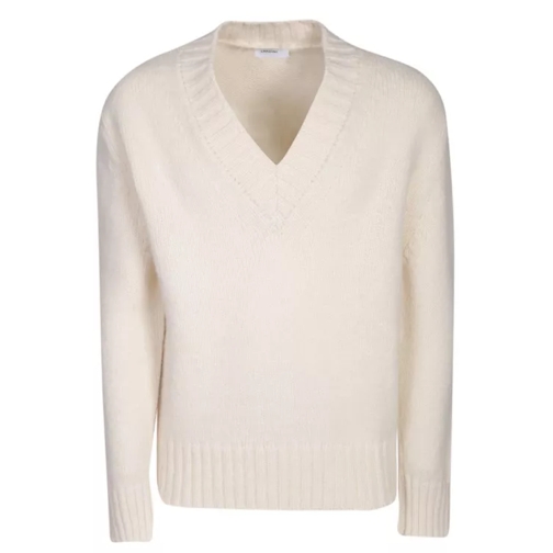 Lardini V-Neck Knit Sweater Neutrals Pullover