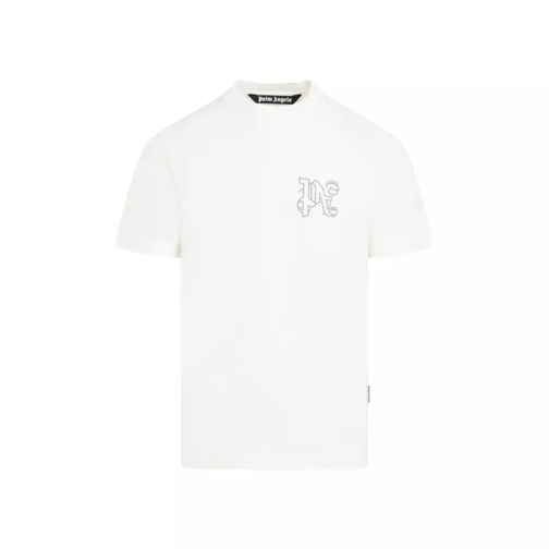 Palm Angels White Cotton Monogram Studded Classic T-Shirt White 