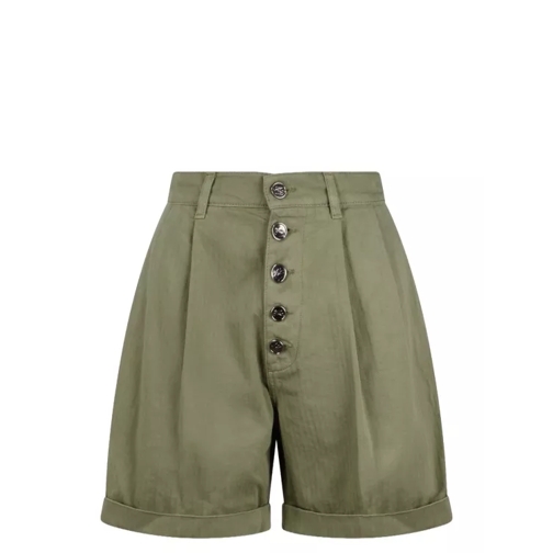 Etro Buttoned Cotton Bermuda Shorts Green 