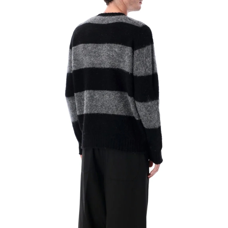 Howlin Pullover ’ Shaggy Bear Striped Wool Sweater Black