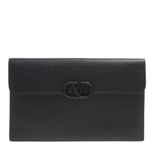 Valentino Garavani Pouch Leather Black Enveloptas