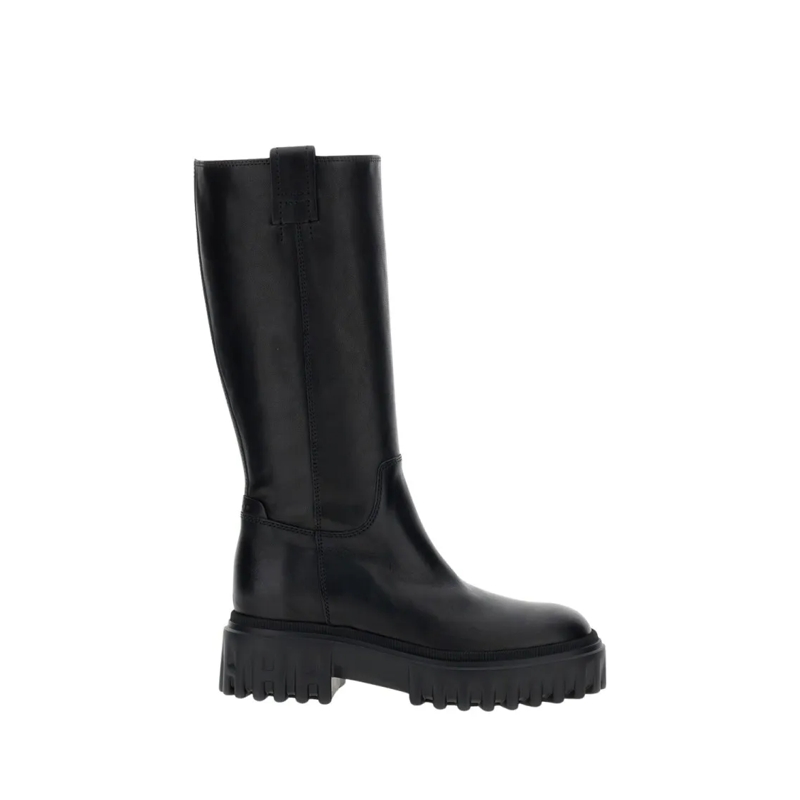 Hogan Stiefel Mid-Calf Boots In Natural Leather Black