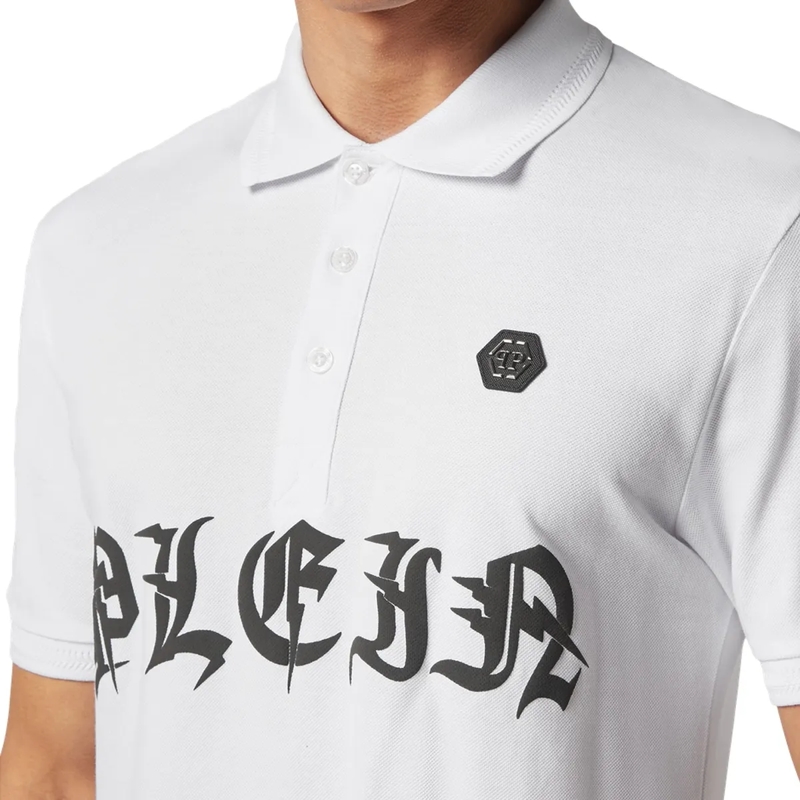 Philipp Plein Top Poloshirt Gothic Plein weiss(Image 5)