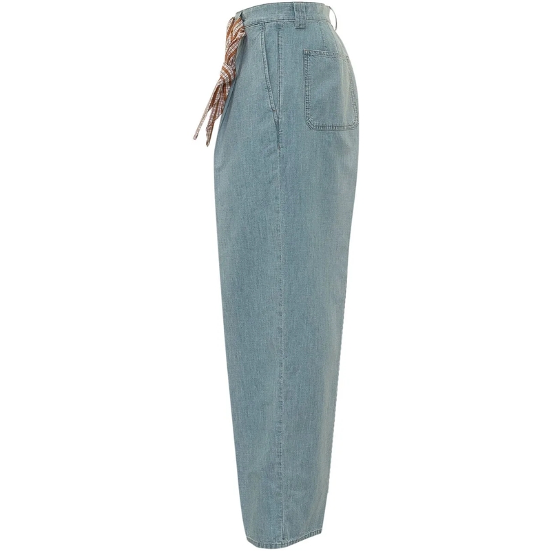 Marni Boyfriend-Jeans Pantaloni Dritti con Cintura Annodata hellblau(Image 3)