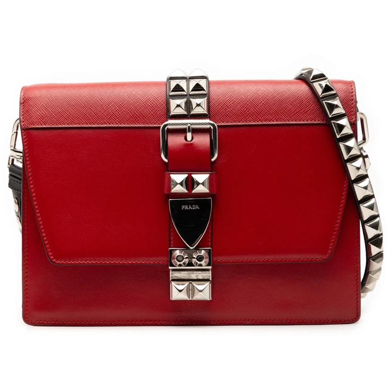 Prada Schultertasche City Calf and Saffiano Elektra Crossbody rot