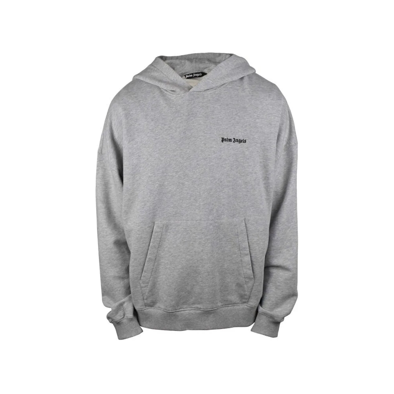 Palm Angels  Relaxed Grey Hoodie With Embroidered Logos Grey
