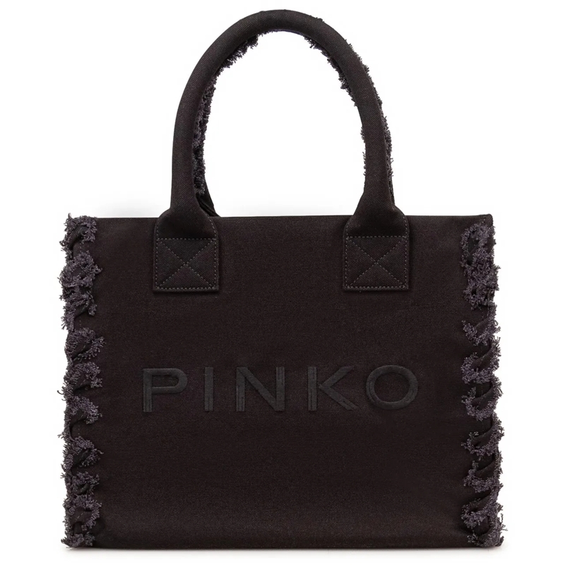 Pinko Shopper Borsa Shopper in Canvas con Logo dunkelgrau