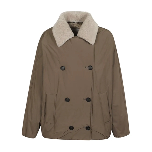 Brunello Cucinelli Übergangsjacke Cotton Canvas Down Jacket With Removable Shearling Brown