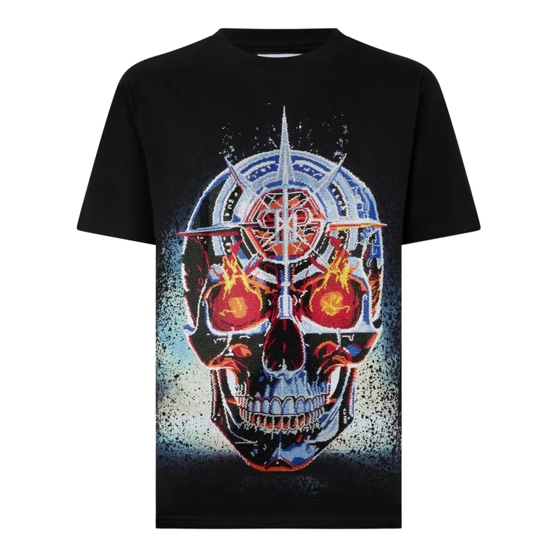 Philipp Plein T-Shirt Round Neck T-Shirt Chrome Skull Stones schwarz