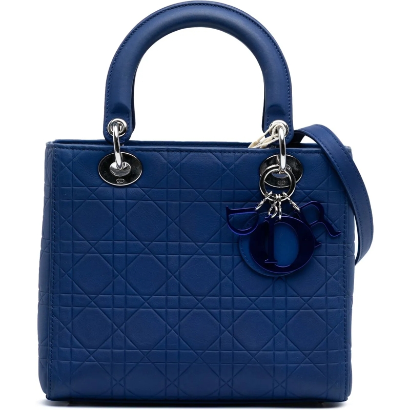 Christian Dior Schultertasche Medium Lambskin Cannage Lady Dior blau