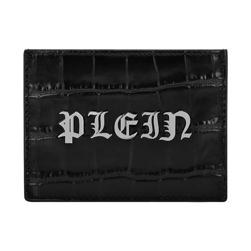 Philipp Plein Geldbörse Kartenetui Gothic Plein Crocco Print schwarz