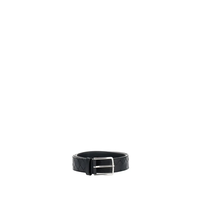 Bottega Veneta Gürtel Intrecciato Patterned Calfskin Leather Belt Black