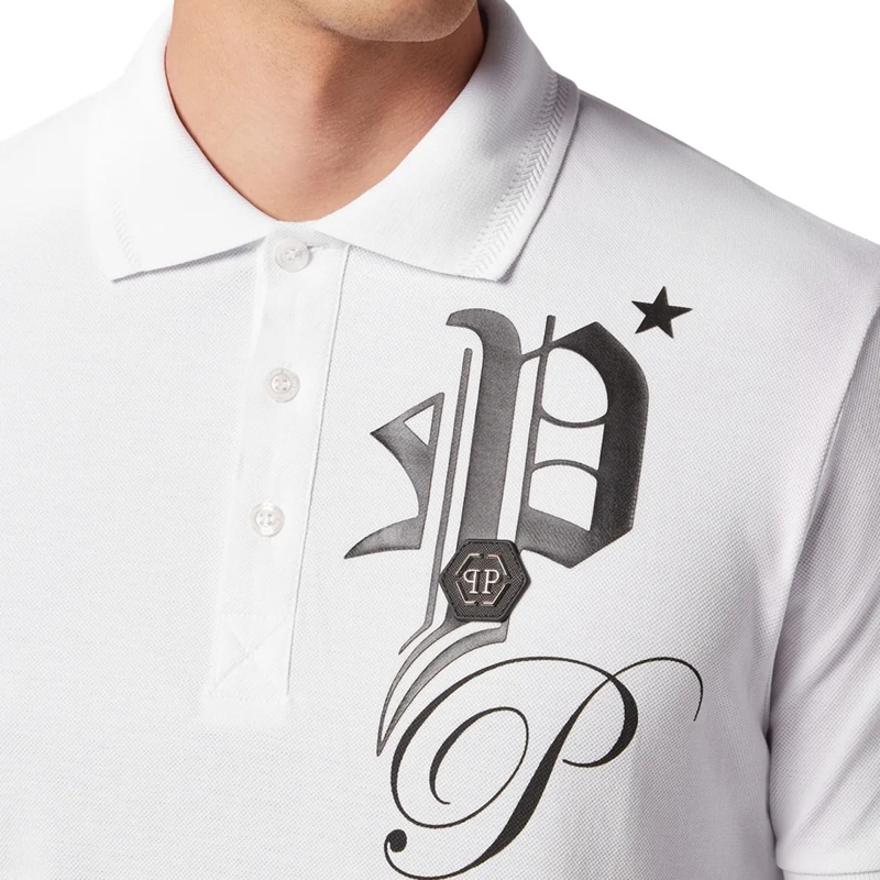 Philipp Plein Top Poloshirt Gothic Plein weiss(Image 3)