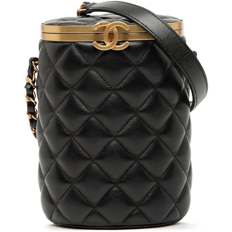 Chanel Sac à bandoulière Small Quilted Lambskin Crown Box Bag schwarz