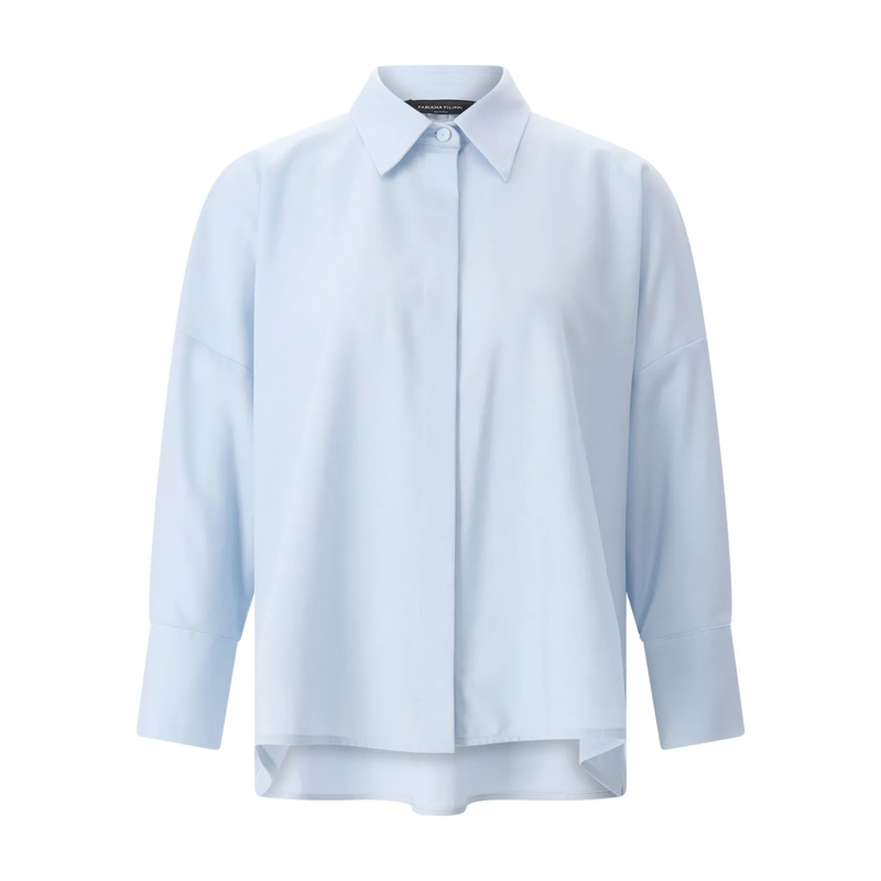 Fabiana Filippi Chemisier Bluse mit Schmuckdetails blau