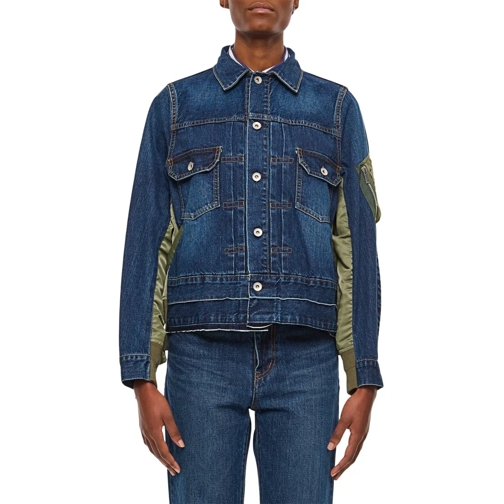 Sacai Jeans-Jacken Denim X Nylon Twill Jacket Blue