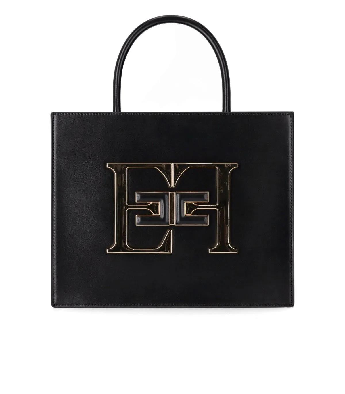 Elisabetta Franchi Tote - ELISABETTA FRANCHI SCHWARZE HANDTASCHE MIT MAXI LO - Gr. unisize - in Schwarz - für Damen