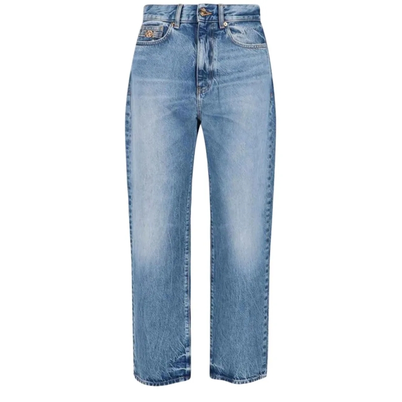 Versace Jeans Mid-Rise Cotton Denim Jeans With Classic Five-Pock Blue