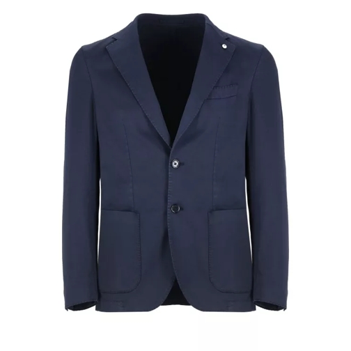 Lubiam Blue Cotton Jacket Blue 