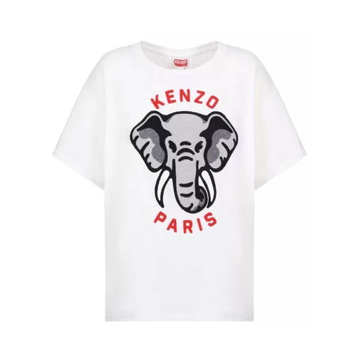 Kenzo White Elephant Embroidery T-Shirt White T-tröjor