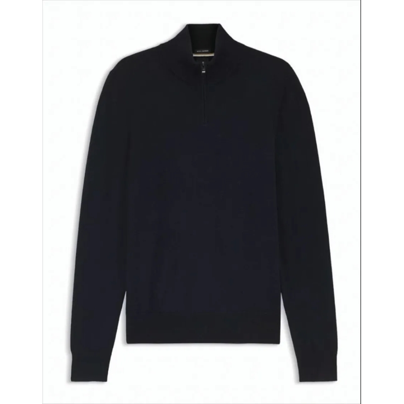 Boss Trui Classic Knit Sweater With Half-Zip Closure Black