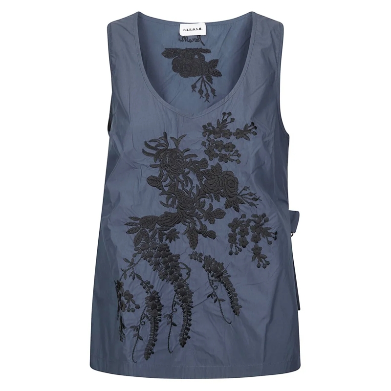 P.A.R.O.S.H. Chemisier Refined Neutral Top With Smooth Texture Grey