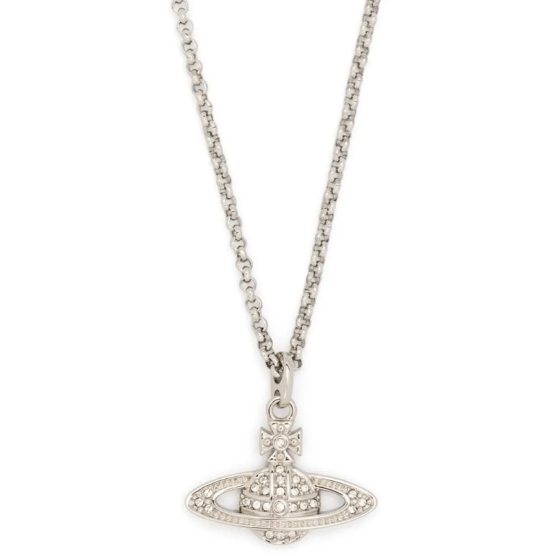 Vivienne Westwood  Mini Bas Relief Pendant Platinum Crystal silber