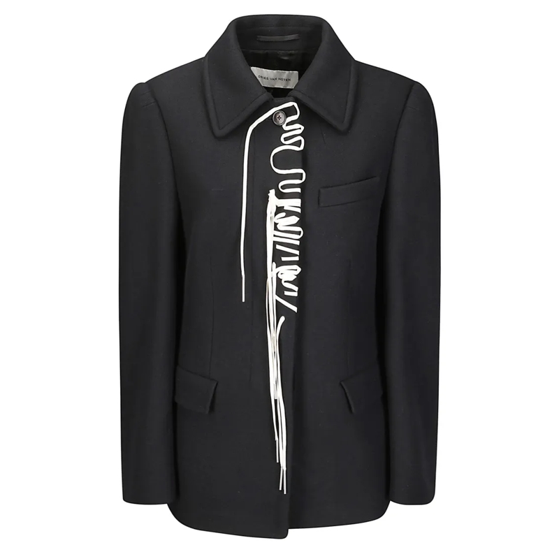 Dries Van Noten Blazer Structured White Jacket With High Shoulder Pads An Black