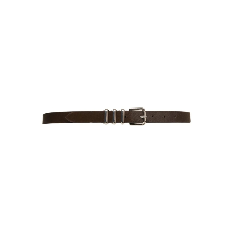 Dondup Riem Calf Hair Belt With Metallic Buckle Black