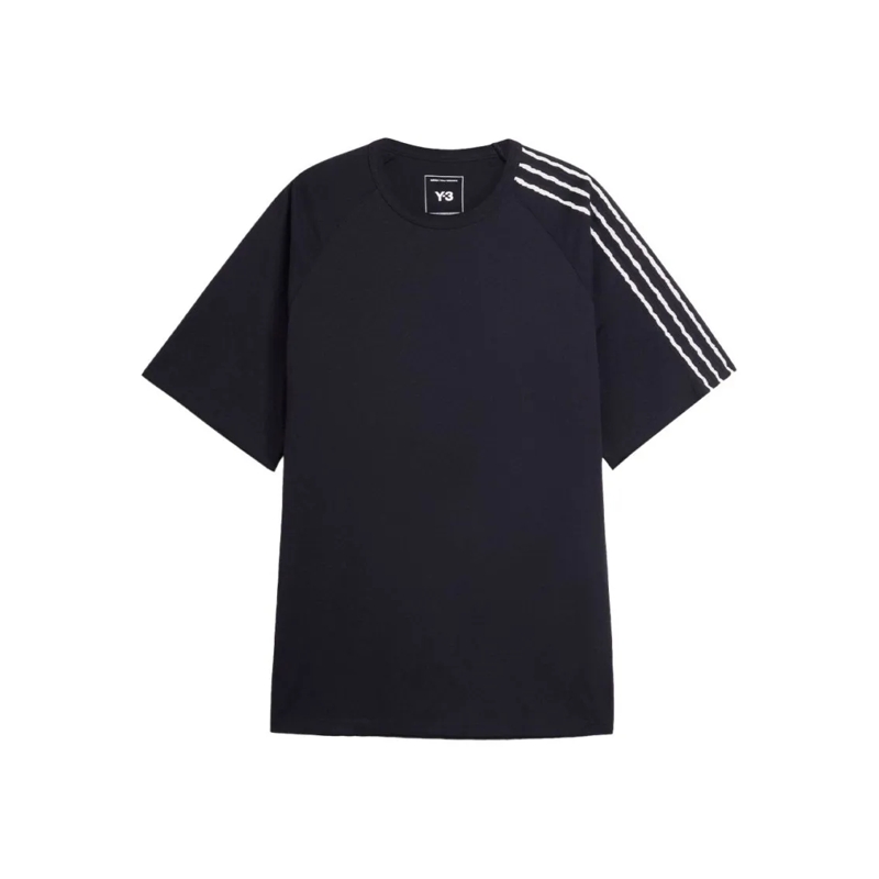 Y-3 T-shirt t shirt manches courtes bords bruts 3 bandes schwarz