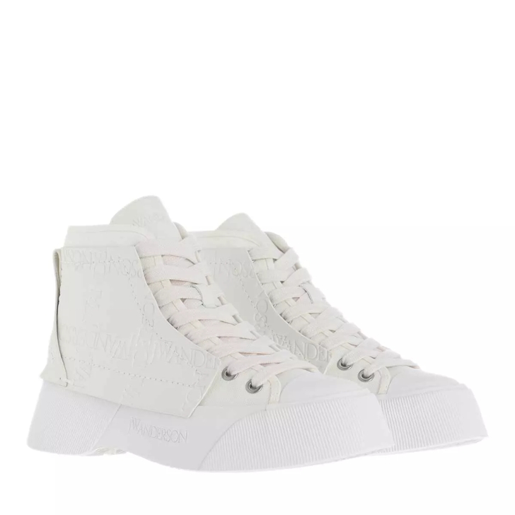 White canvas platform store sneakers