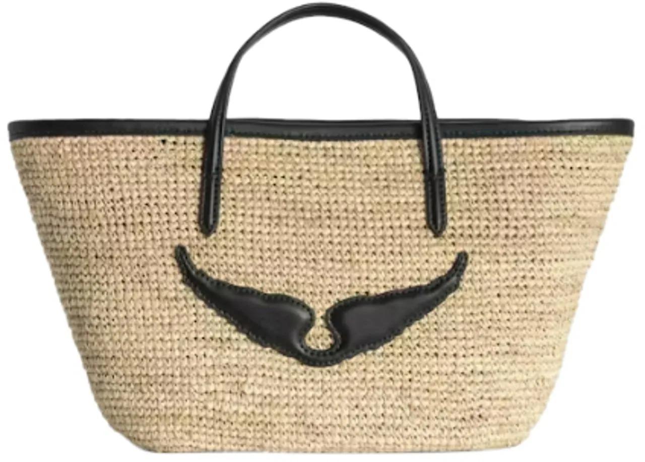Zadig & Voltaire Shoppers & Totes Le Mini Wings Shopping Bag Raphia Beige in zwart