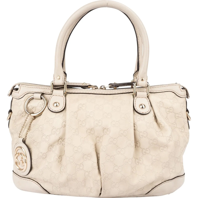 Gucci Schultertasche Gucci Leather GG Monogram Sukey Handbag weiß