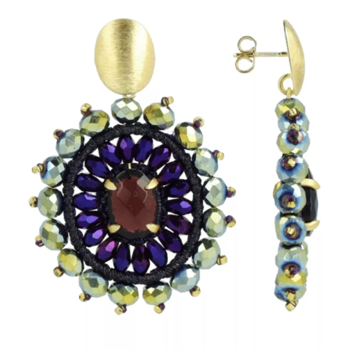 LOTT.gioielli CE SI Oval S Crystal Double Tigereye  Metallic Green/Purple Drop Earring