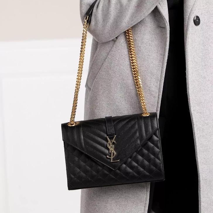 Saint Laurent YSL Monogramme Envelope Crossbody Bag Leather Black Envelope Bag