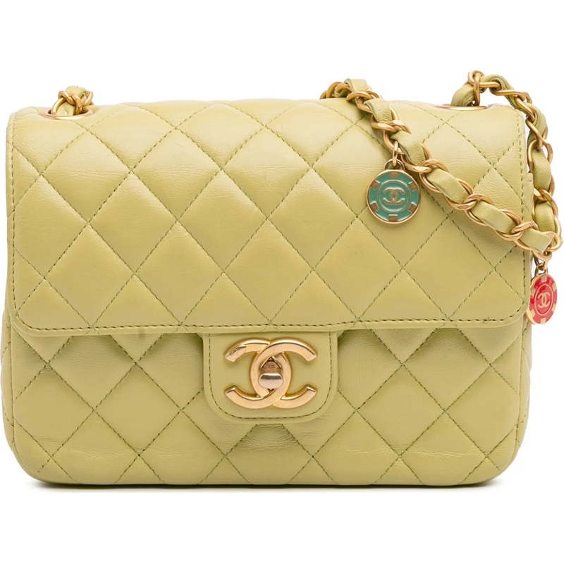 Chanel Sac à bandoulière Mini Square Lambskin Casino Royale Charms Single F grün