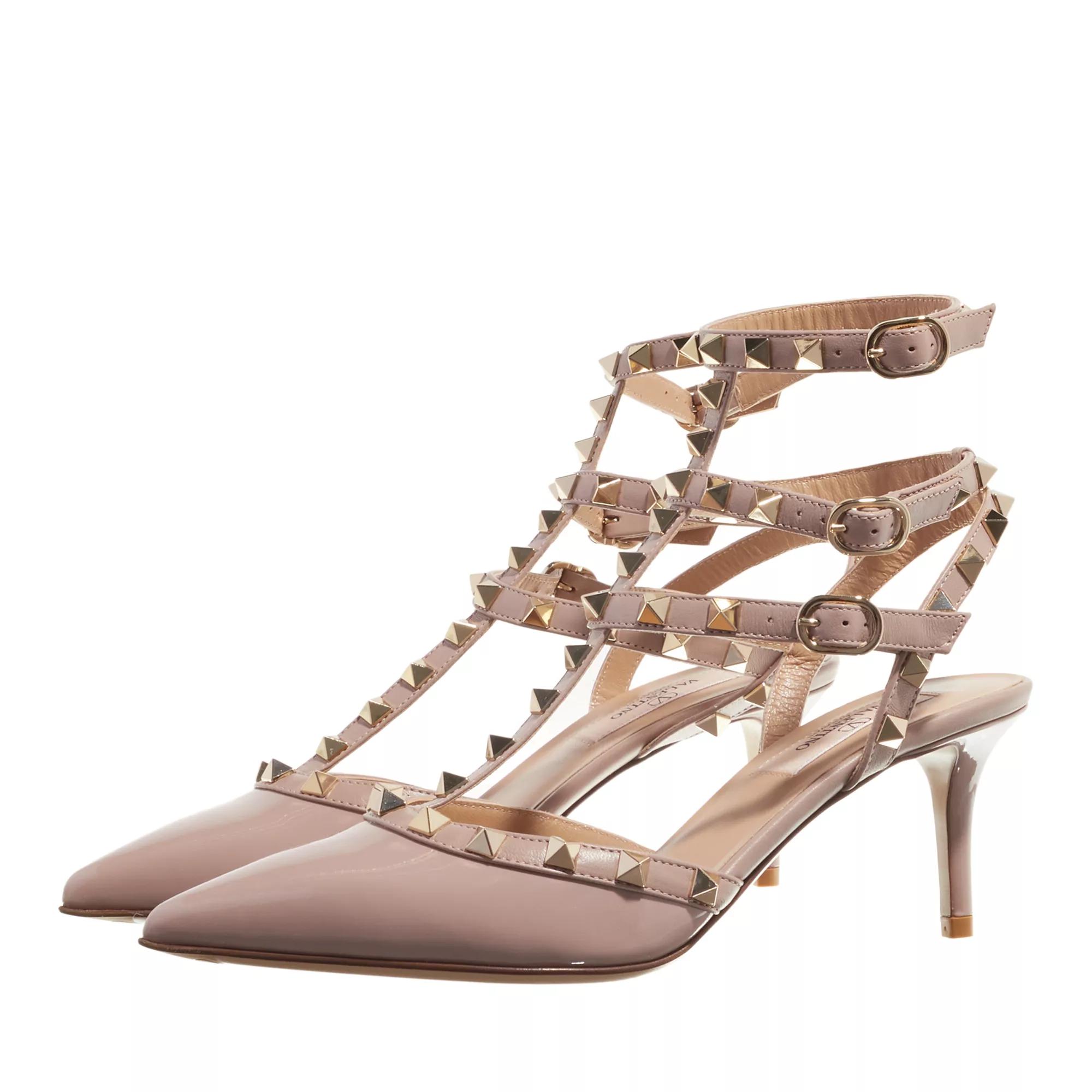 Valentino Garavani Sandalen & Sandaletten - Rockstud Ankle Strap Sandali Con Tacco - Gr. 37 (EU) - in Gold - für Damen